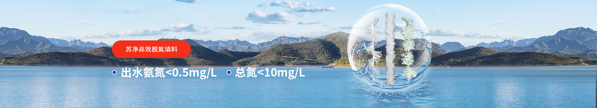 蘇凈高效脫氮填料出水氨氮＜0.5mg/L，總氮＜10mg/L